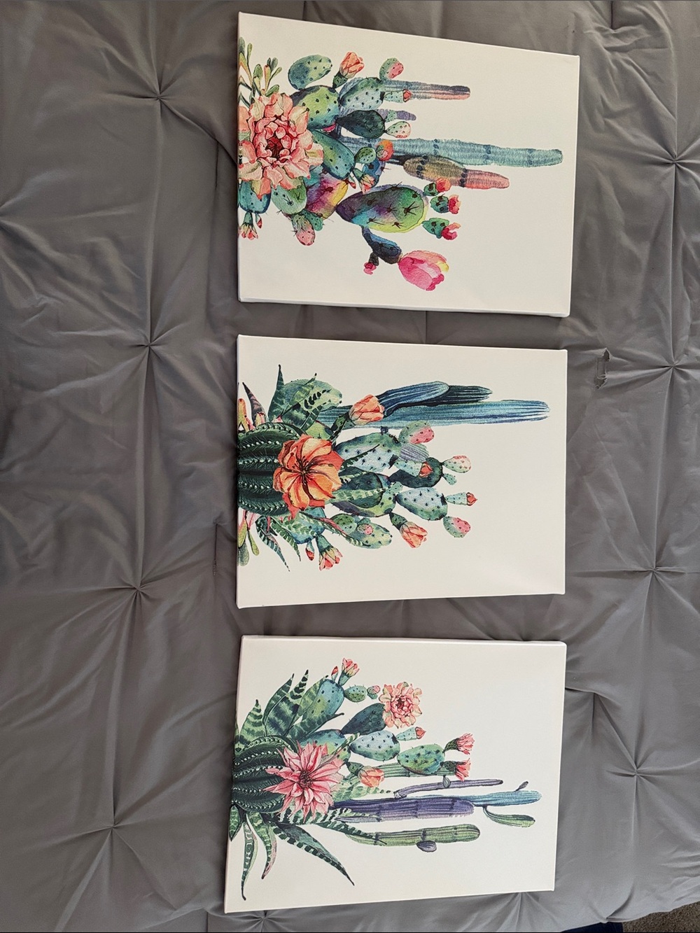 Cactus Floral Canvas Wall Art Set